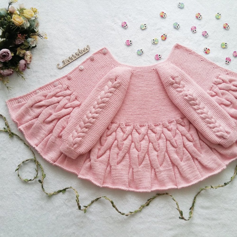 Girls’ Cardigan Coat  “Bird Tails & Ponytails” knitting pattern